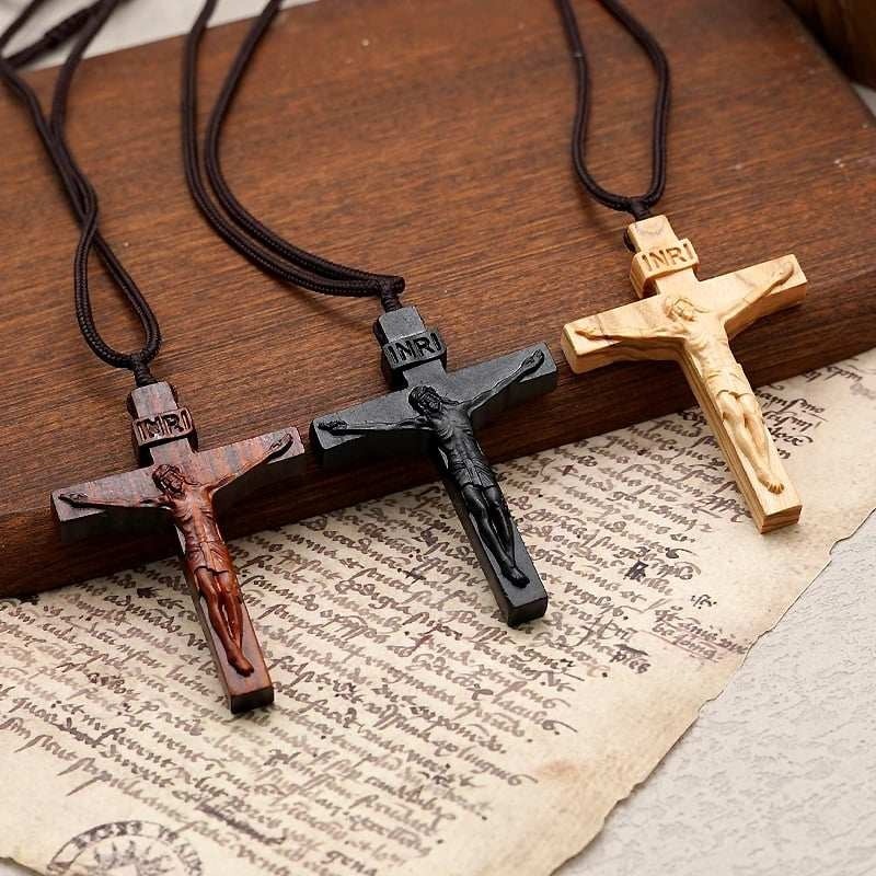 ️100% Handmade Jesus Cross Wooden Necklace