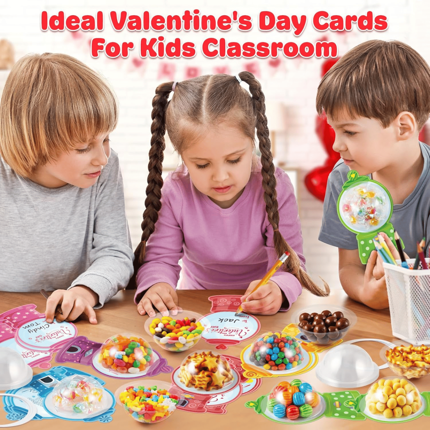 Candy Cards Gift Set | 36/18 Pcs with Plastic Domes, DIY Treat Holders for Classroom Exchange, Kids & Couples 💝🎁🍬