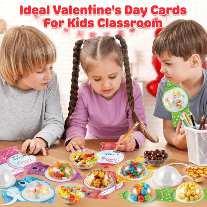 Candy Cards Gift Set | 36/18 Pcs with Plastic Domes, DIY Treat Holders for Classroom Exchange, Kids & Couples 💝🎁🍬
