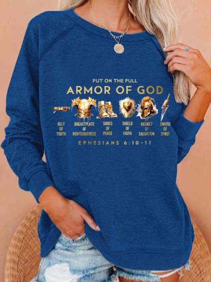 Women's Put On The Full Armor Of God Print Casual Sweatshirt