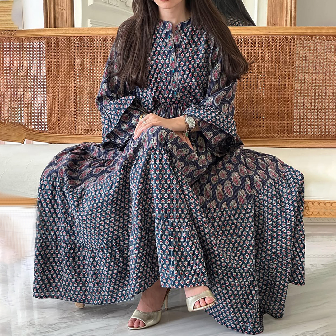 Women's Middle Eastern Ethnic Paisley Print Jalabiyas Dress