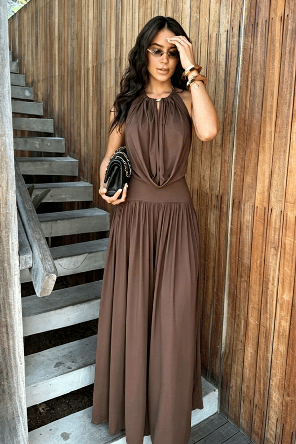 Halter-Neck Backless Bodysuit & Wide Leg Pants Set（Buy 2 Free Shipping）