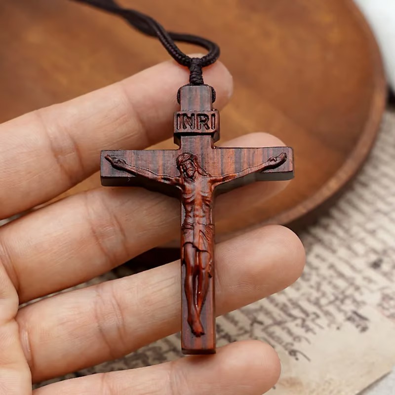 ️100% Handmade Jesus Cross Wooden Necklace