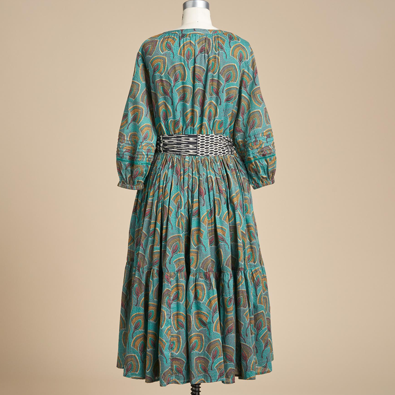 Women's Bohemian Floral Print Midi Dress With Waist Belt