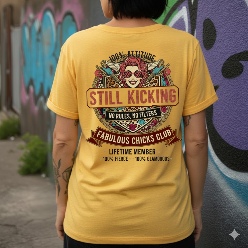 Still Kicking & Fabulous: Lifetime Member Attitude Custom Year Of Birth Women's V-neck long sleeve, V-neck, Sweatshirt, Hoodie