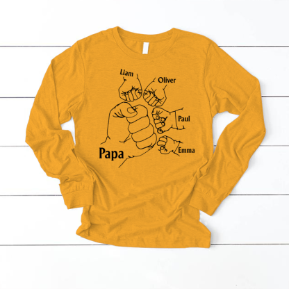 Papa And Kids Hand, Birthday Gift For Papa Longsleeve
