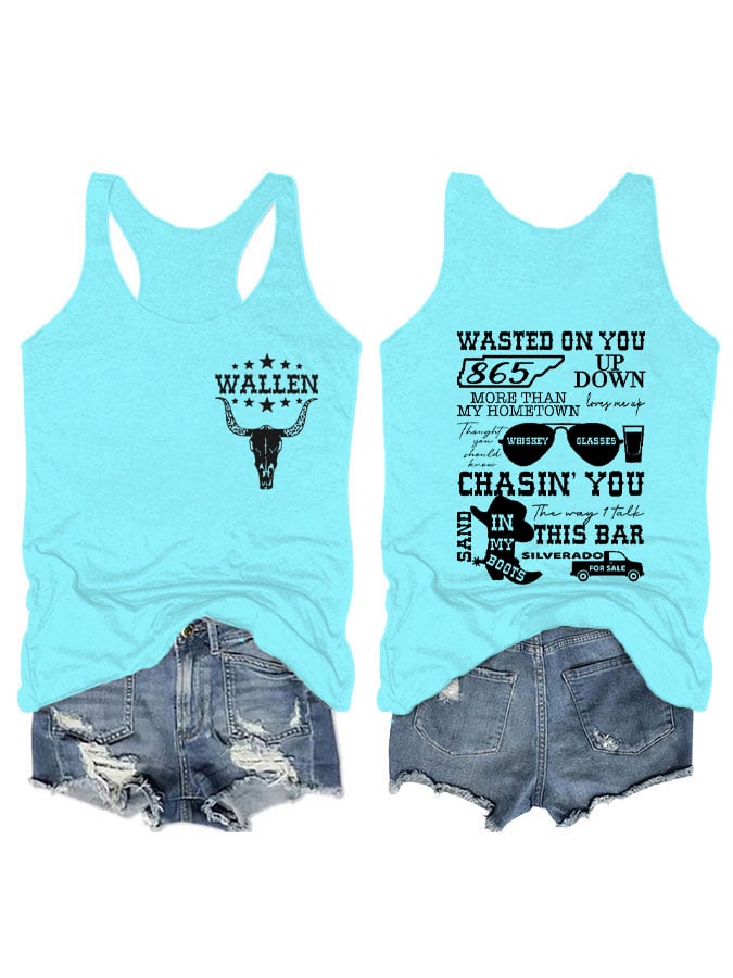 Women's Wallen Last Night We Let The Liquor Talk Print Vest
