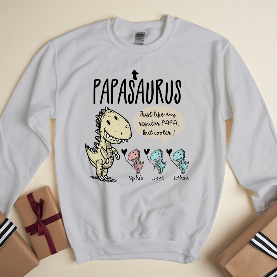 Personalized Papa saurus cute with grandkids Sweatshirt