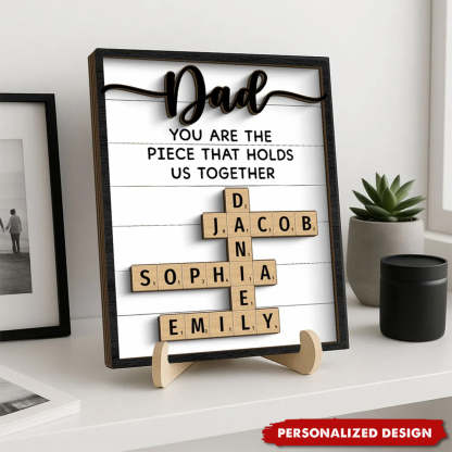 Dad You Are The Piece That Holds Us Together-Crossword Puzzle Art Personalized 2-Layer Wooden Plaque