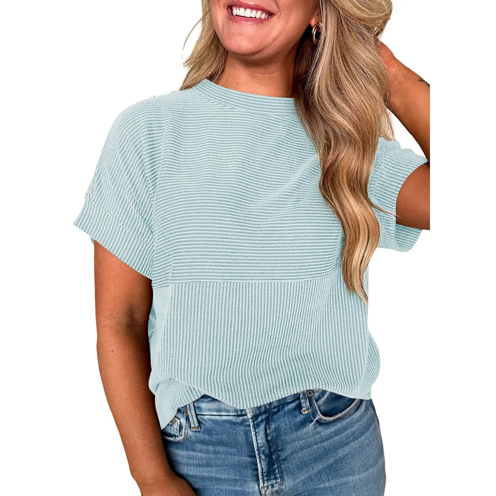 🌞 Women's Solid Short Sleeve Striped T-Shirt | 2026 Summer Collection 🌞