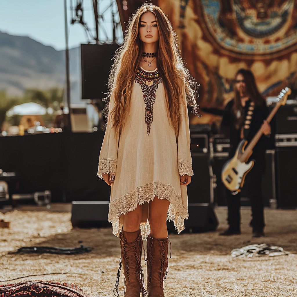 Coachella Music Festival Rock Party Carnival Vintage Wilderness Ethnic Bohemian Linen Dress