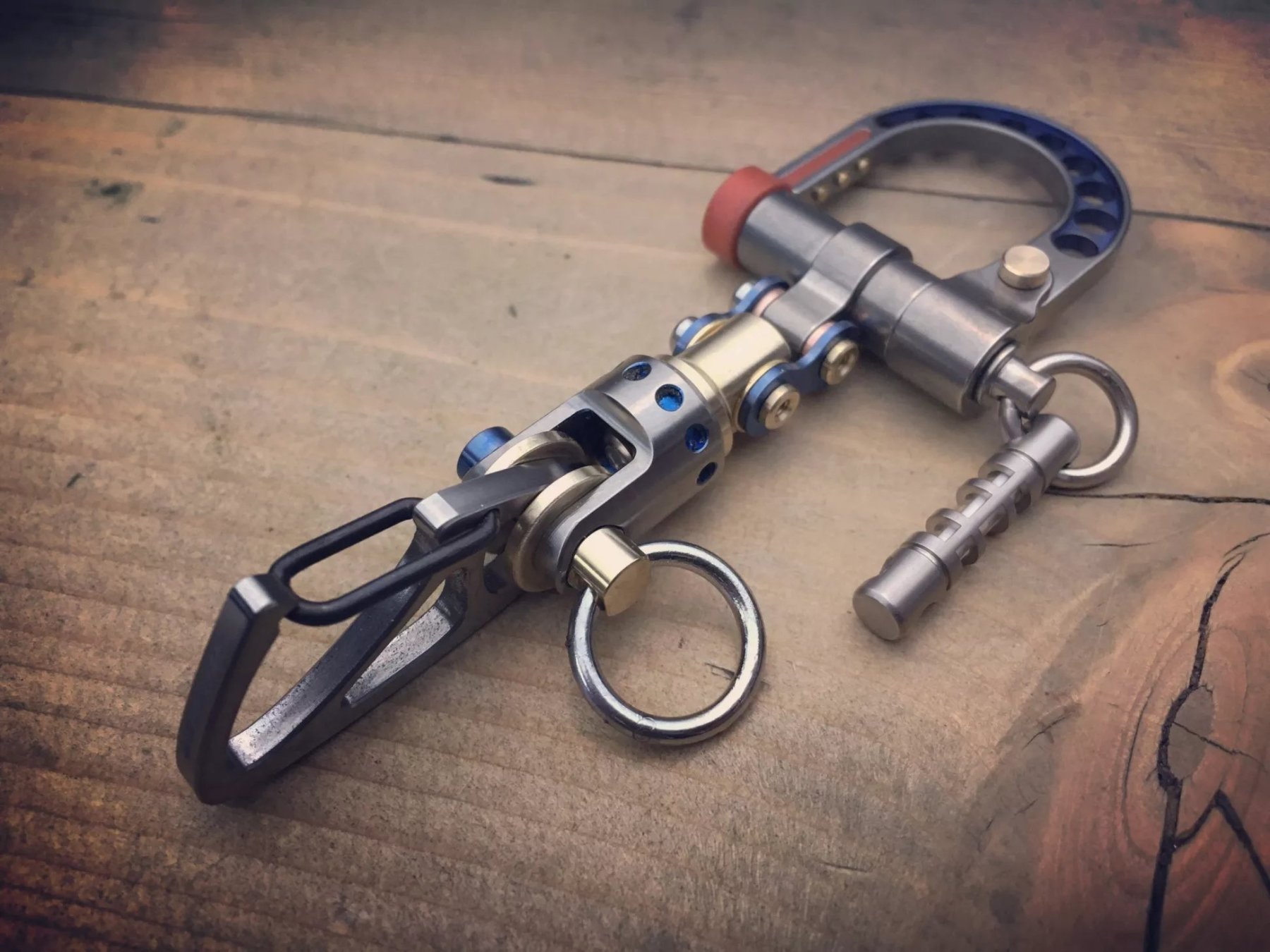 keychain with double carabiner