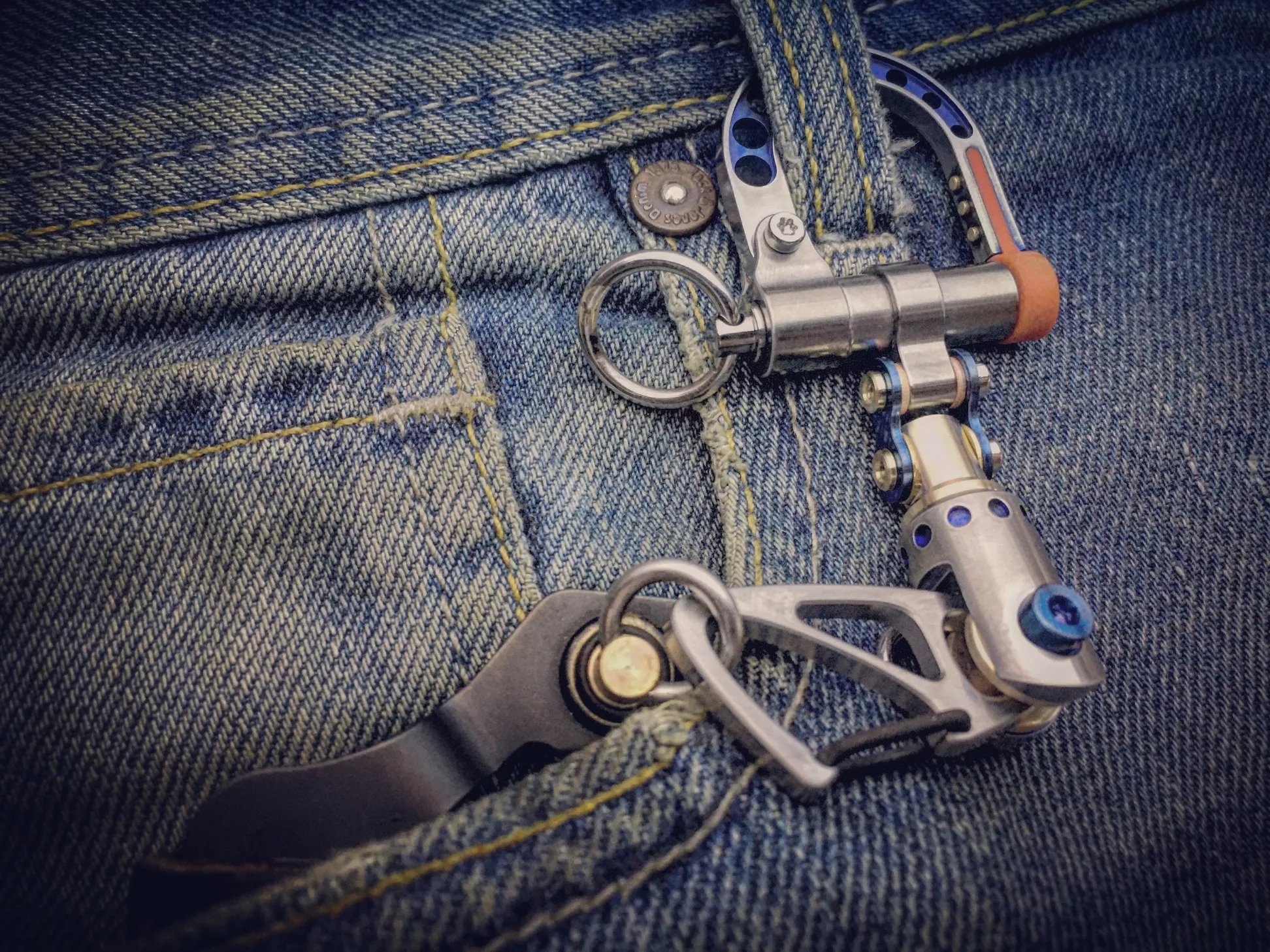 keychain with double carabiner