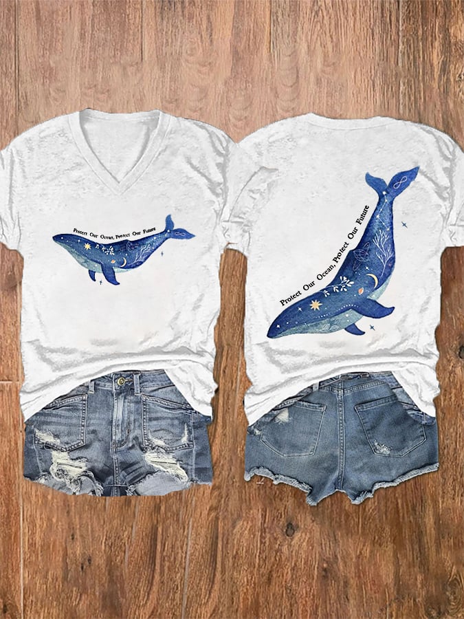 Women's Protect Our Ocean Protect Our Future V-Neck Tee