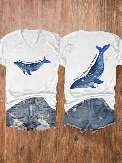 Women's Protect Our Ocean Protect Our Future V-Neck Tee