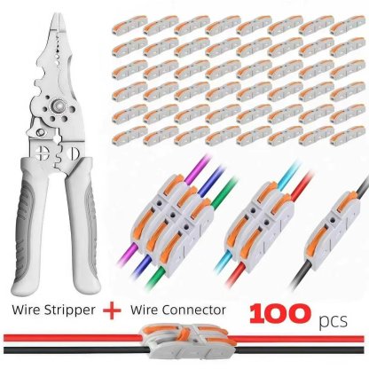 🔥🛠️Universal Quick Lever Electrical Wire Connectors (24-12 AWG) Assortment (50/100Pcs) + Wire Stripper