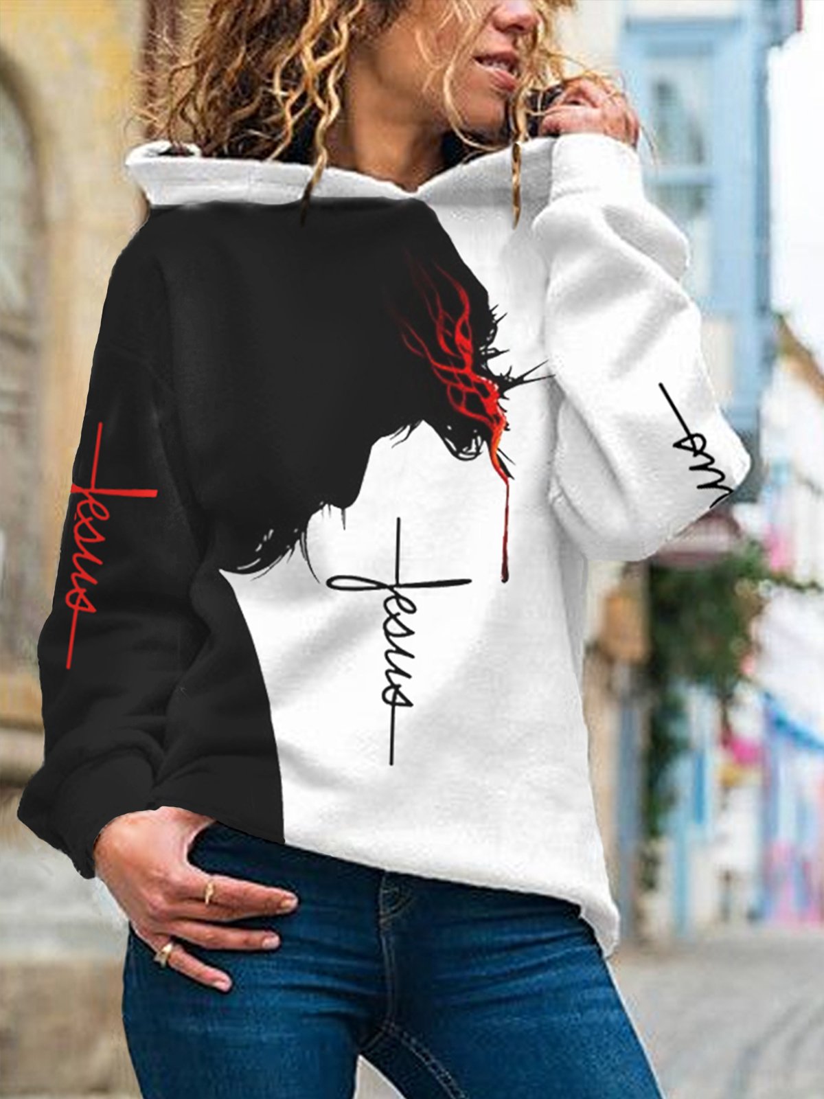 Women's Jesus Faith Contrast Color Hoodie