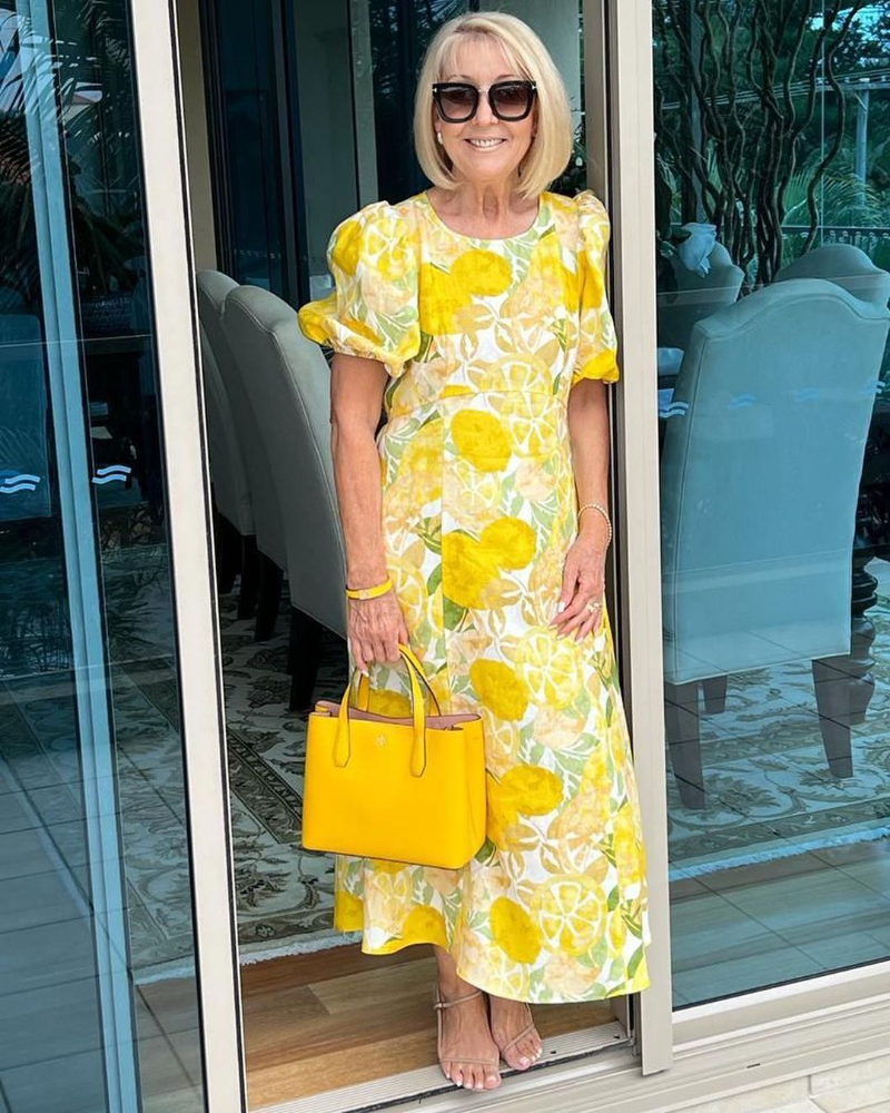 Lemons Dress Long Dress Round Neck Dress