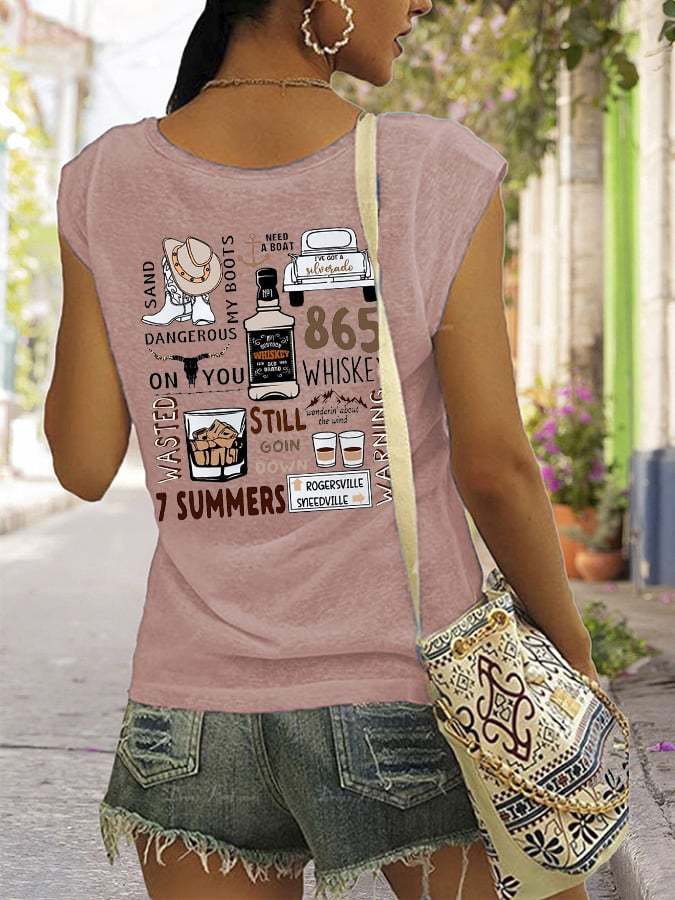 Women's Wallen Wasted On You Western Print Tank Top