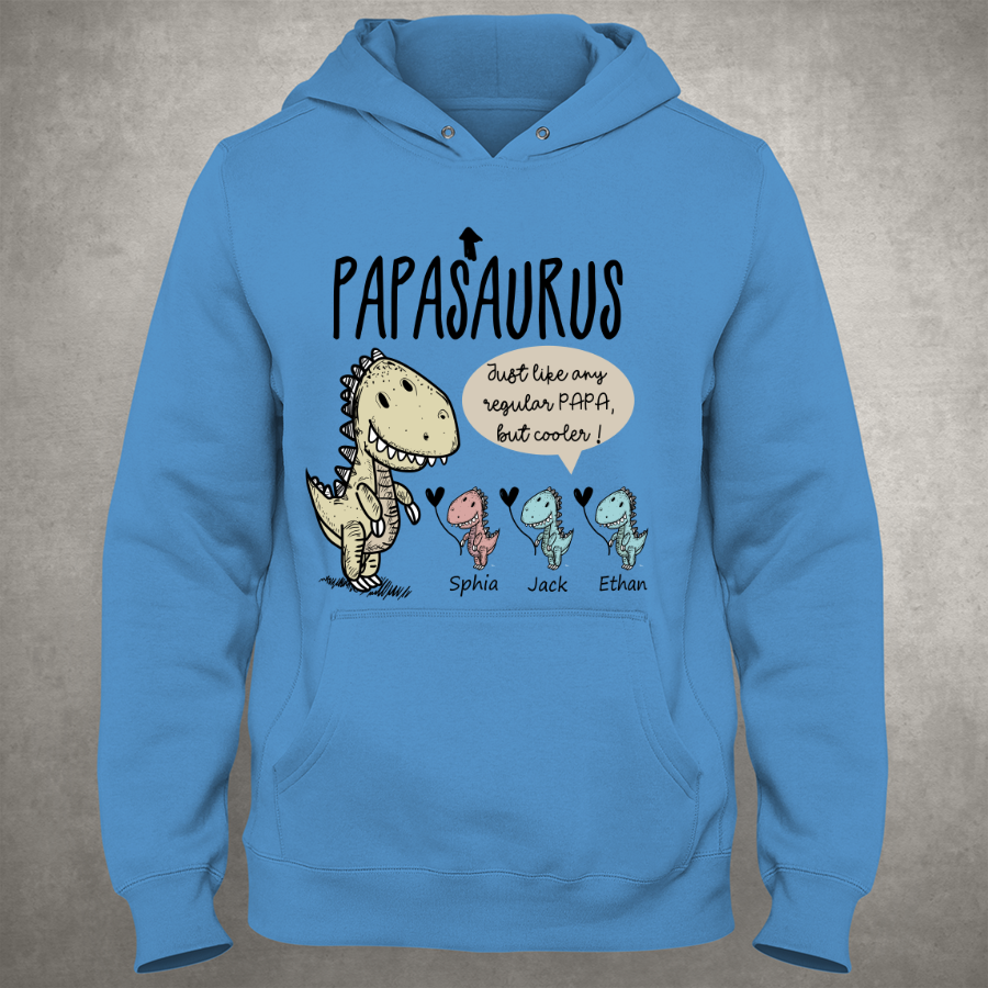 Personalized Papa saurus cute with grandkids Hoodie