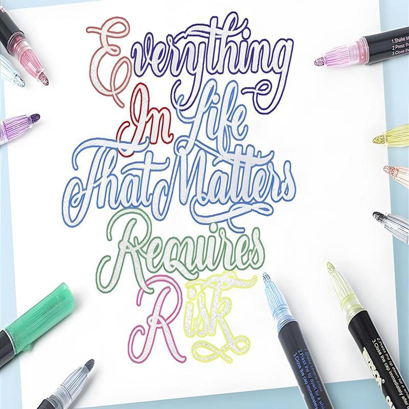 8/12/24/36/48 Colors Double Line Outline Art Pen Marker Pen