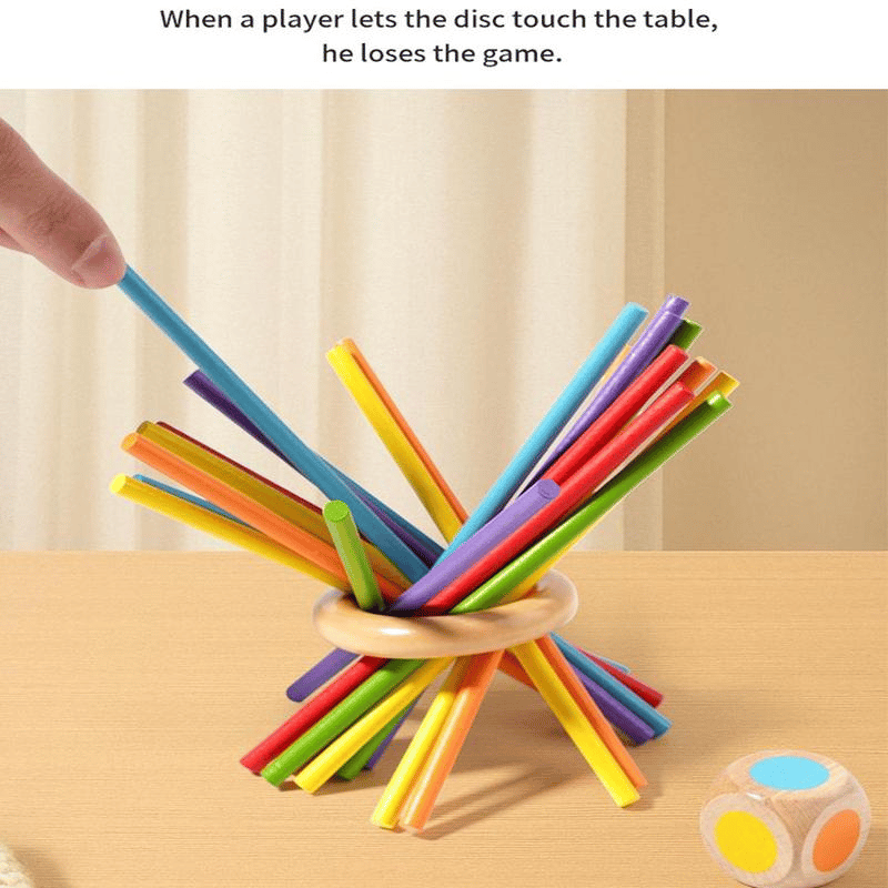 🔥Wooden Stick Game, Colorful Educational Toy for Cognitive Development & Focus Training, Includes Mixed Colors Sticks and one-level Puzzle