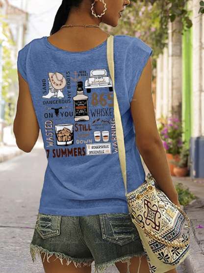 Women's Wallen Wasted On You Western Print Tank Top