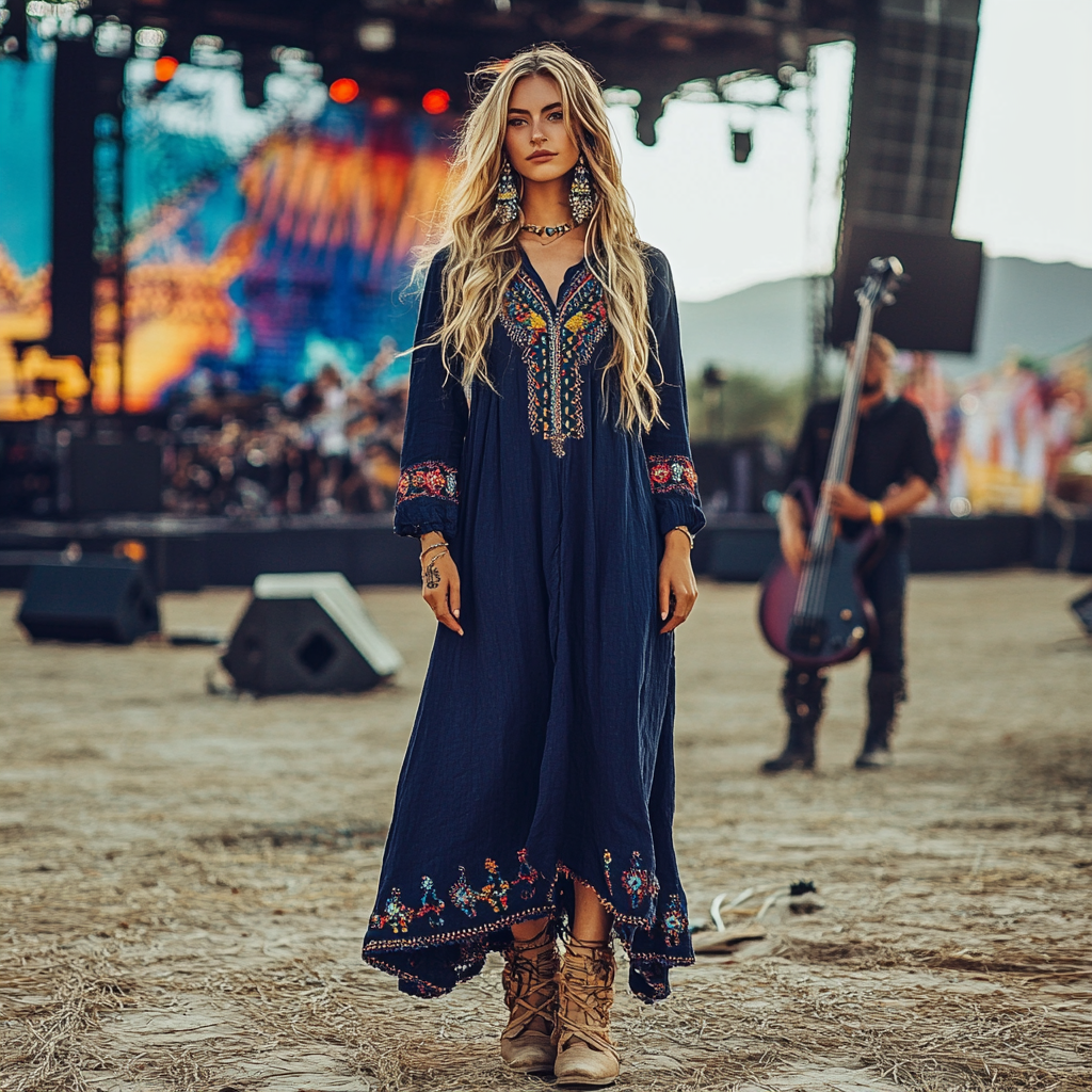 Coachella Music Festival Rock Party Carnival Vintage Wilderness Ethnic Bohemian Linen Dress