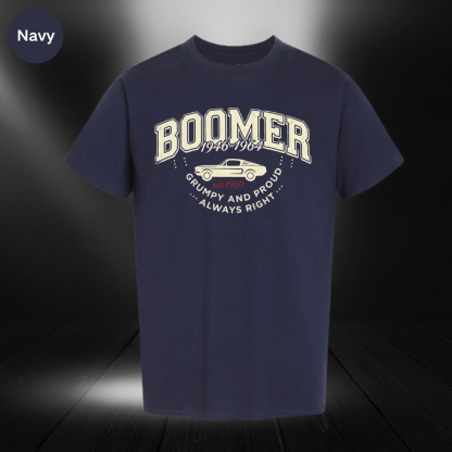Vintage Boomer "Grumpy and Proud" Graphic Tee,Washed T-shirt