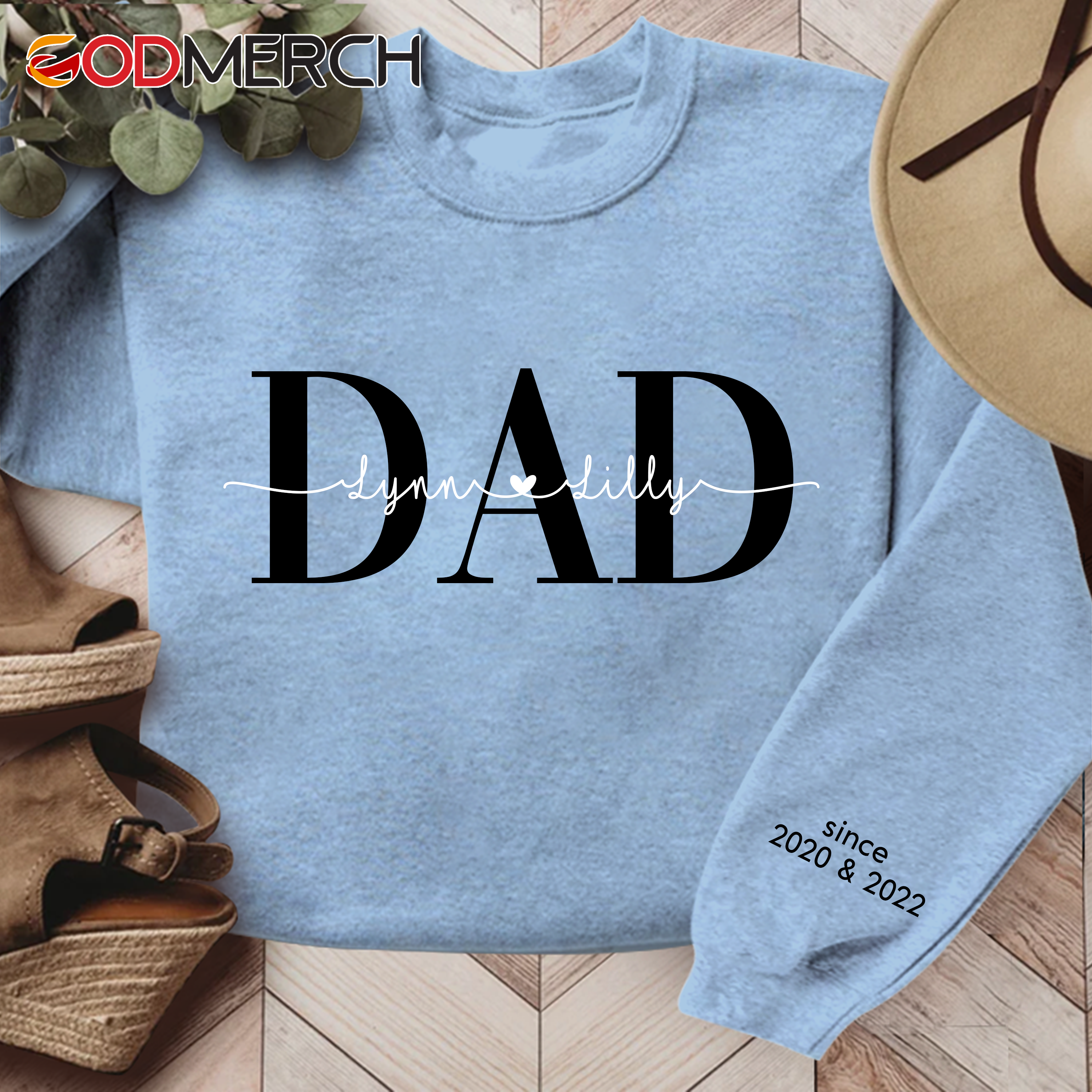 Dad And Kids Since Year Shirt, Dad Papa Grandpa PopPop And Grandkids, Valentine's Day, Father's Day CTH01 Sweatshirt