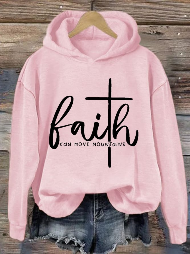 Women's Faith Can Move Mountains Cross Hoodie