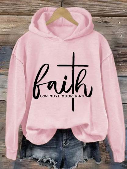 Women's Faith Can Move Mountains Cross Hoodie