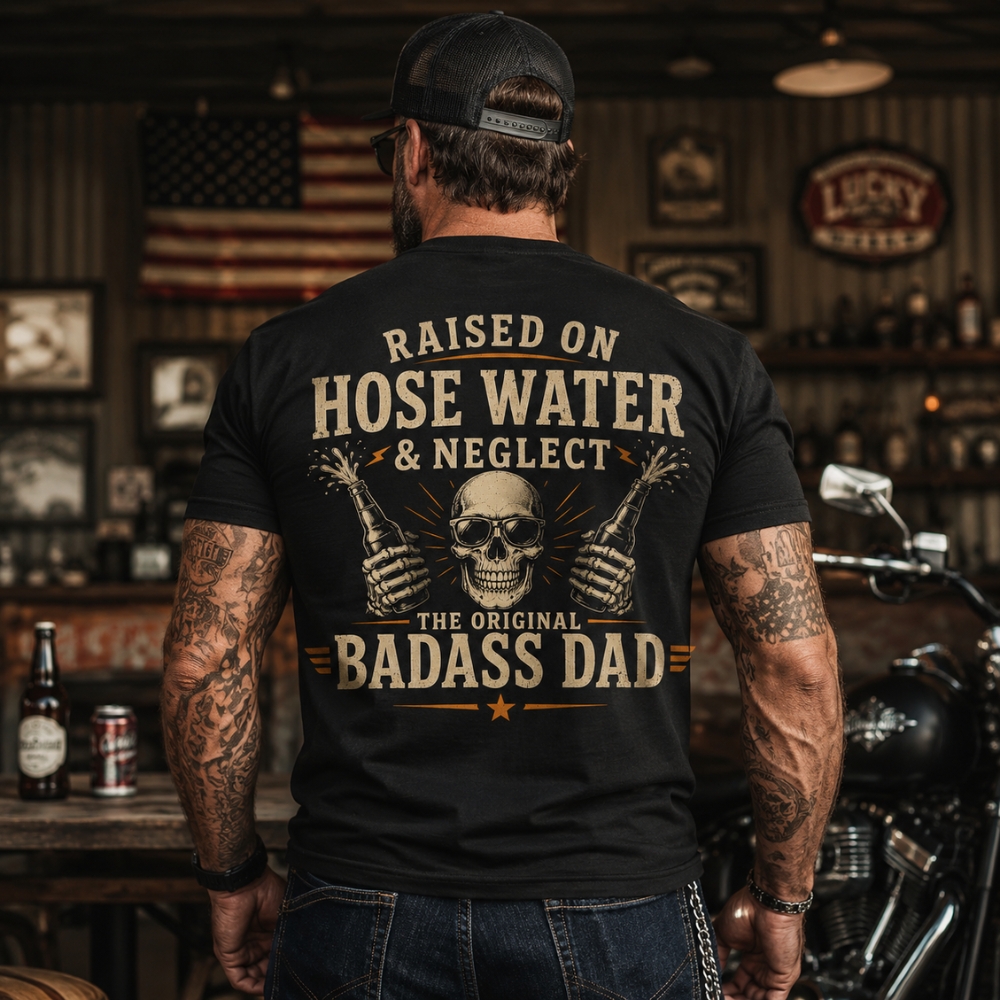 Raised On Hose Water & Neglect - The Original Badass Dad T-Shirt