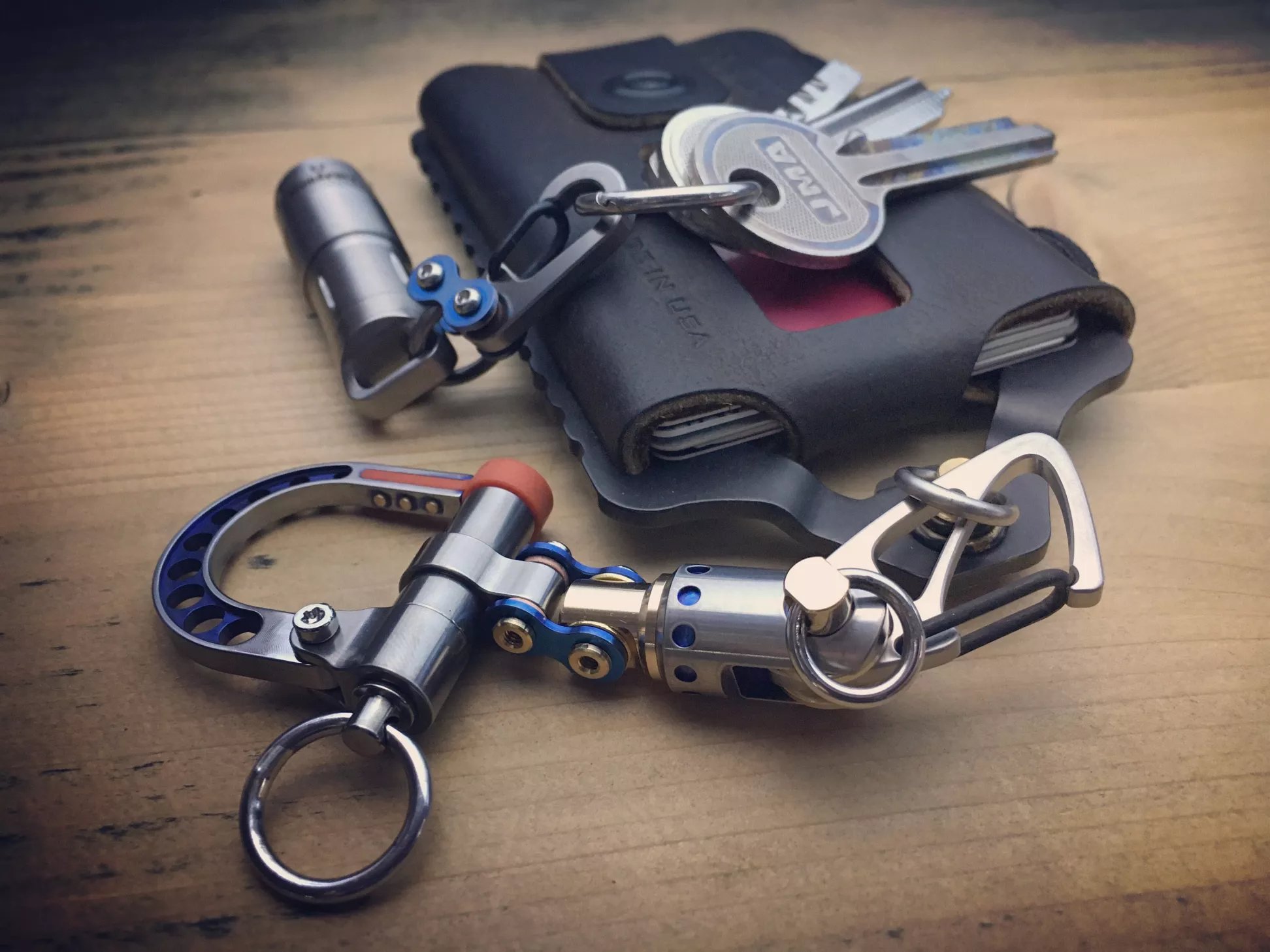 keychain with double carabiner