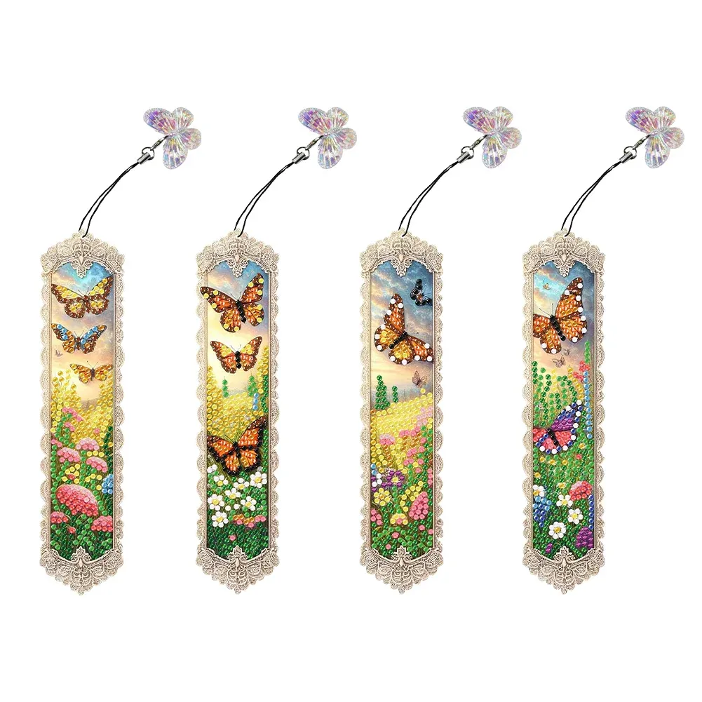 4Pcs Diamond Painting Flower Bookmark Making Kit for Book Lovers