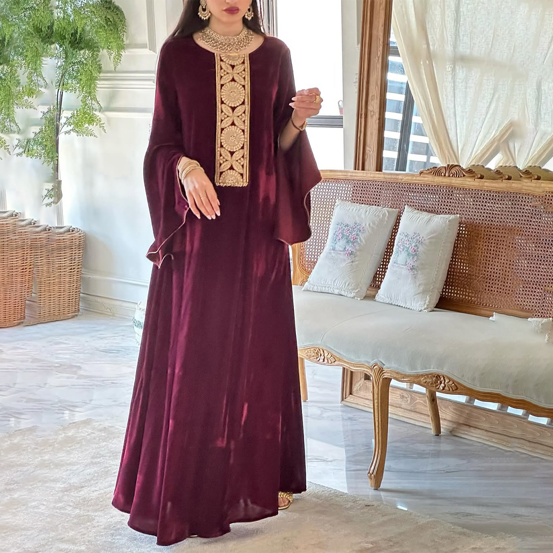 Women's Middle Eastern Velvet Gorgeous Jalabiyas Dress