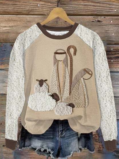 Women's Nativity Christmas Print Sweatshirt