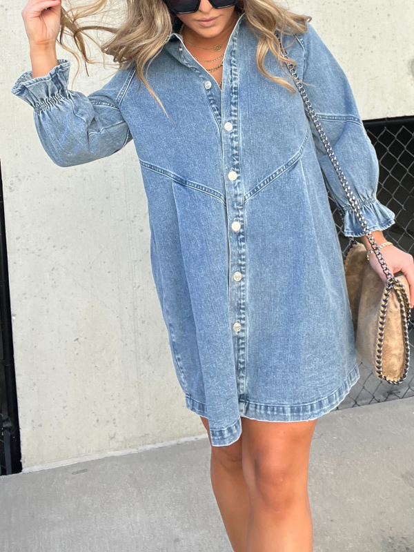 Long Sleeve Downtown Denim Shirt Dress