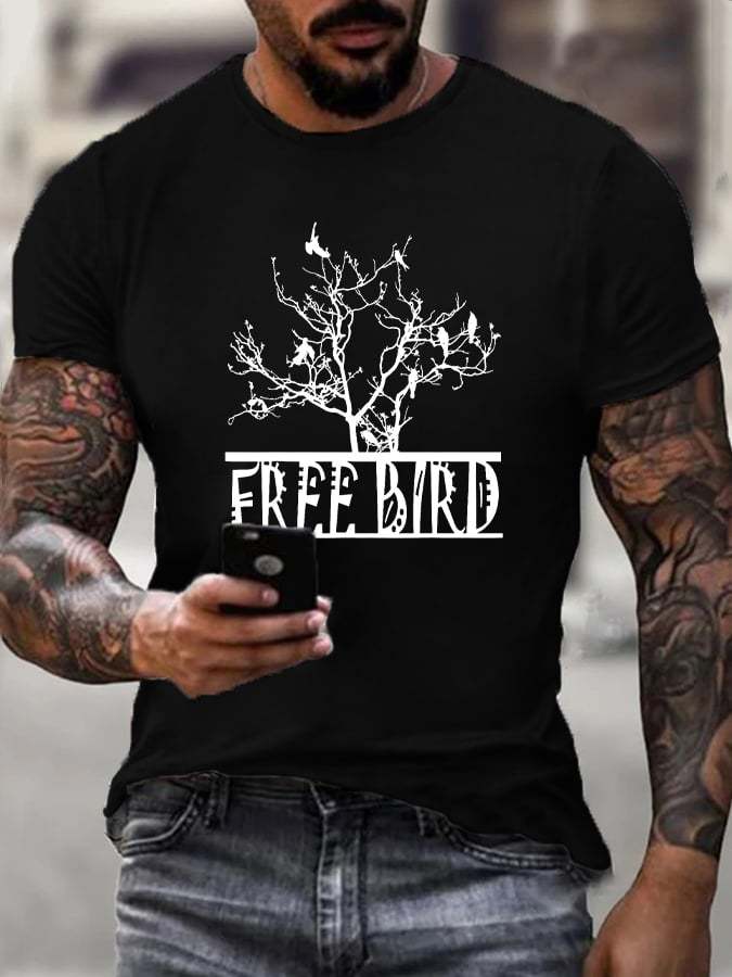 Men's FREE BIRD PRINT T-SHIRT