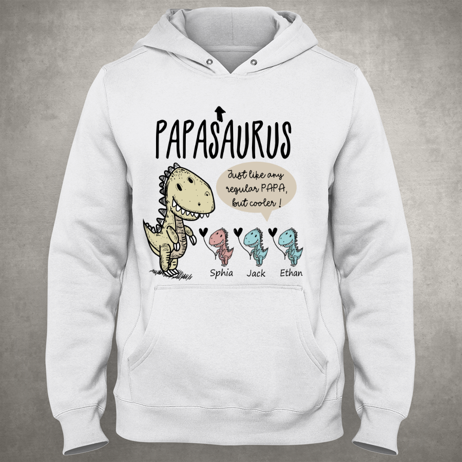 Personalized Papa saurus cute with grandkids Hoodie