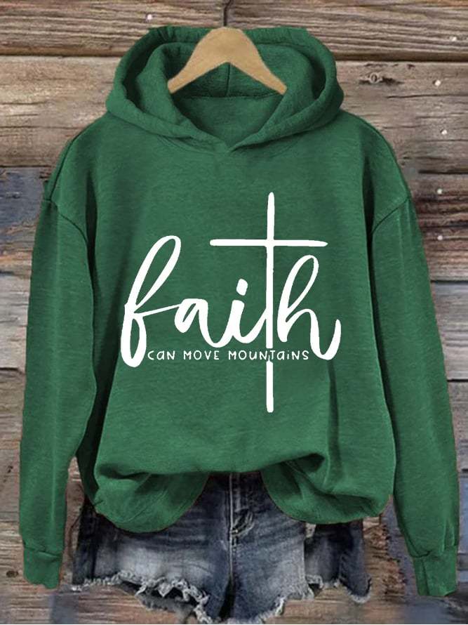 Women's Faith Can Move Mountains Cross Hoodie