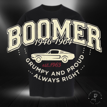 Vintage Boomer "Grumpy and Proud" Graphic Tee,Washed T-shirt