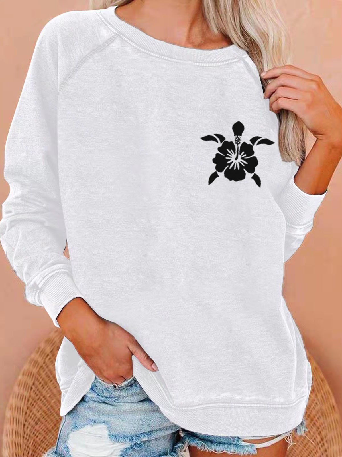 Women's Hawaiian Turtle Print Casual Sweatshirt