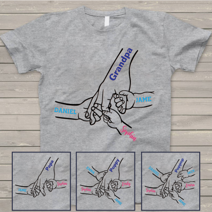 Grandpa And Kids Hold Hand