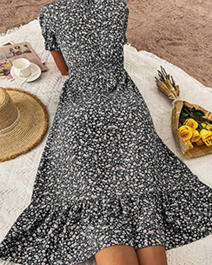 Puff sleeve v neck dress