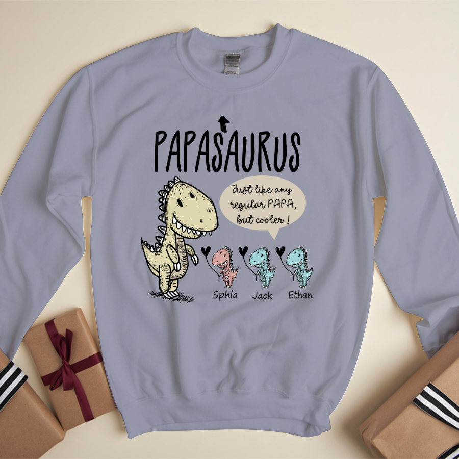 Personalized Papa saurus cute with grandkids Sweatshirt