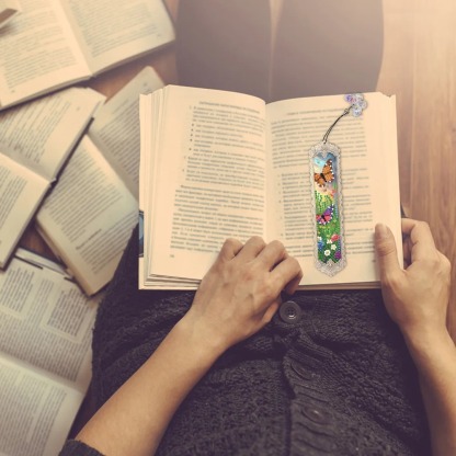 4Pcs Diamond Painting Flower Bookmark Making Kit for Book Lovers