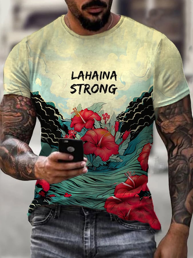 Men's Lahaina Strong Hibicus Print T-Shirt