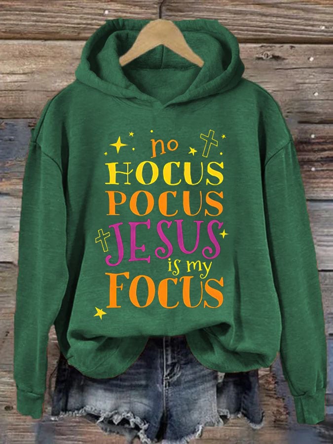 Women's No Hocus Pocus Jesus Is My Focus Halloween Hoodie
