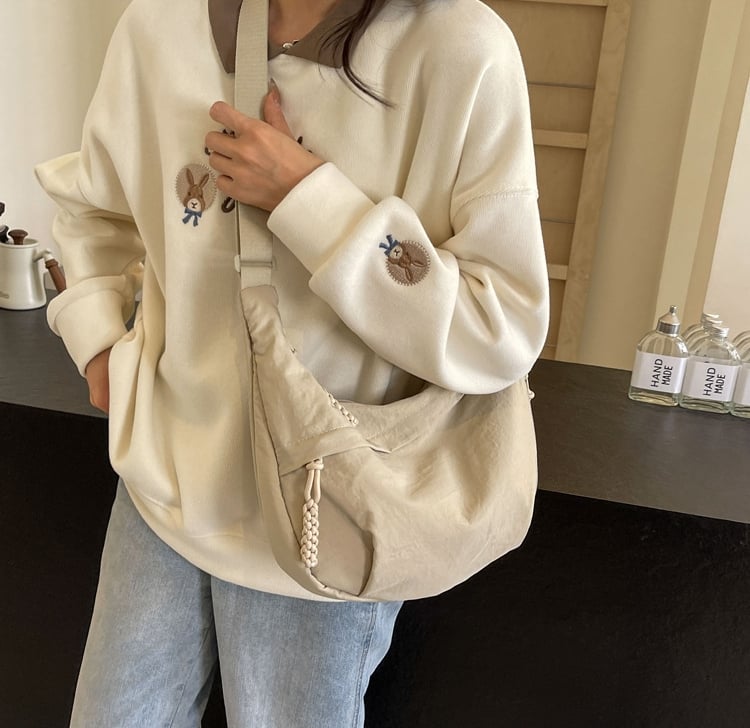 ⏰Designer Direct Sales👜Women's Fashion Plain Color Nylon Crossbody Hobo Bag